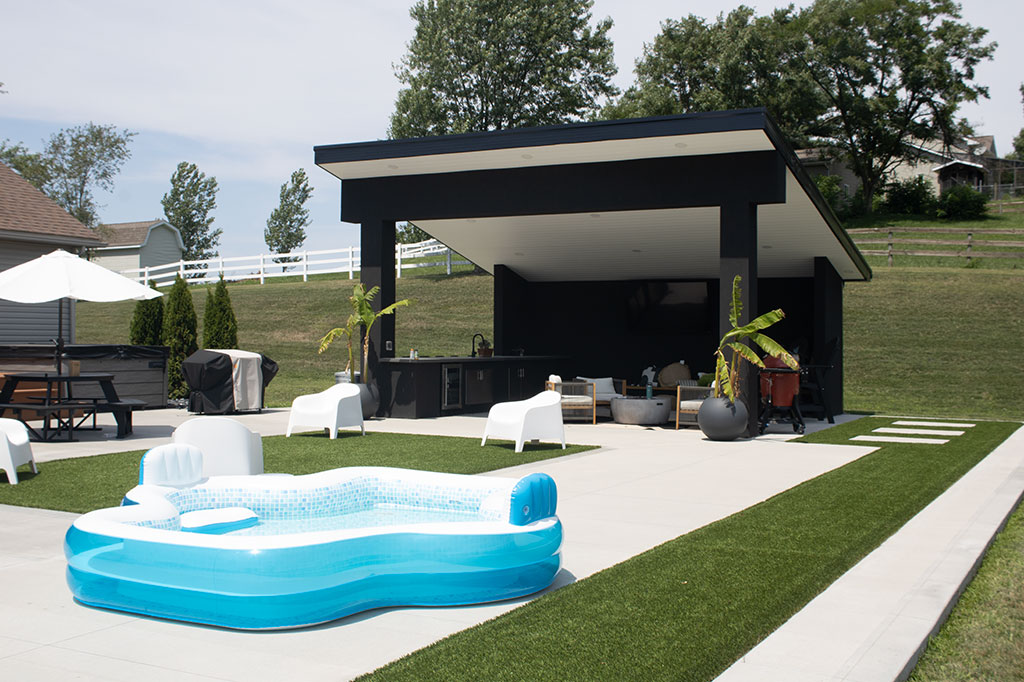 Poolside turf installation